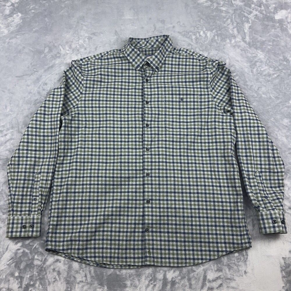 Johnnie-O Dickens Flannel Shirt Mens Size XL Gray Hangin Out Plaid Button Up